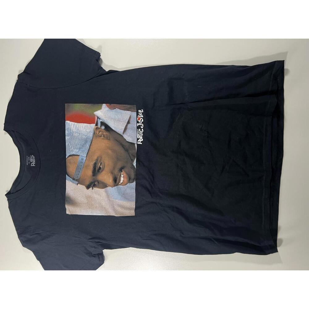 Poetic Justice Graphic T-Shirt Medium Black Cotton